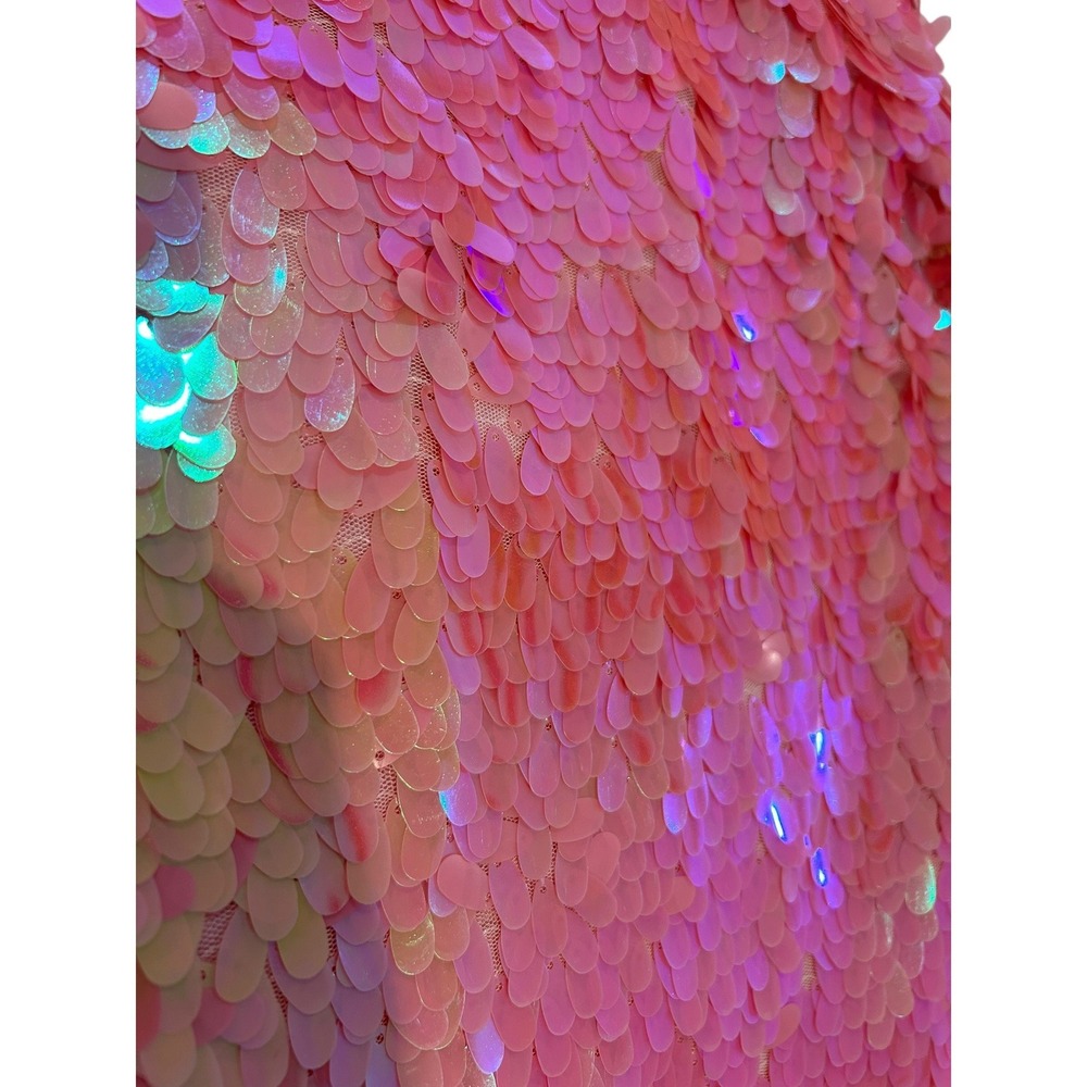Nasty Gal Pink Iridescent Sequin Mini Skirt Party Dance Size US 6 NEW - Picture 2 of 4